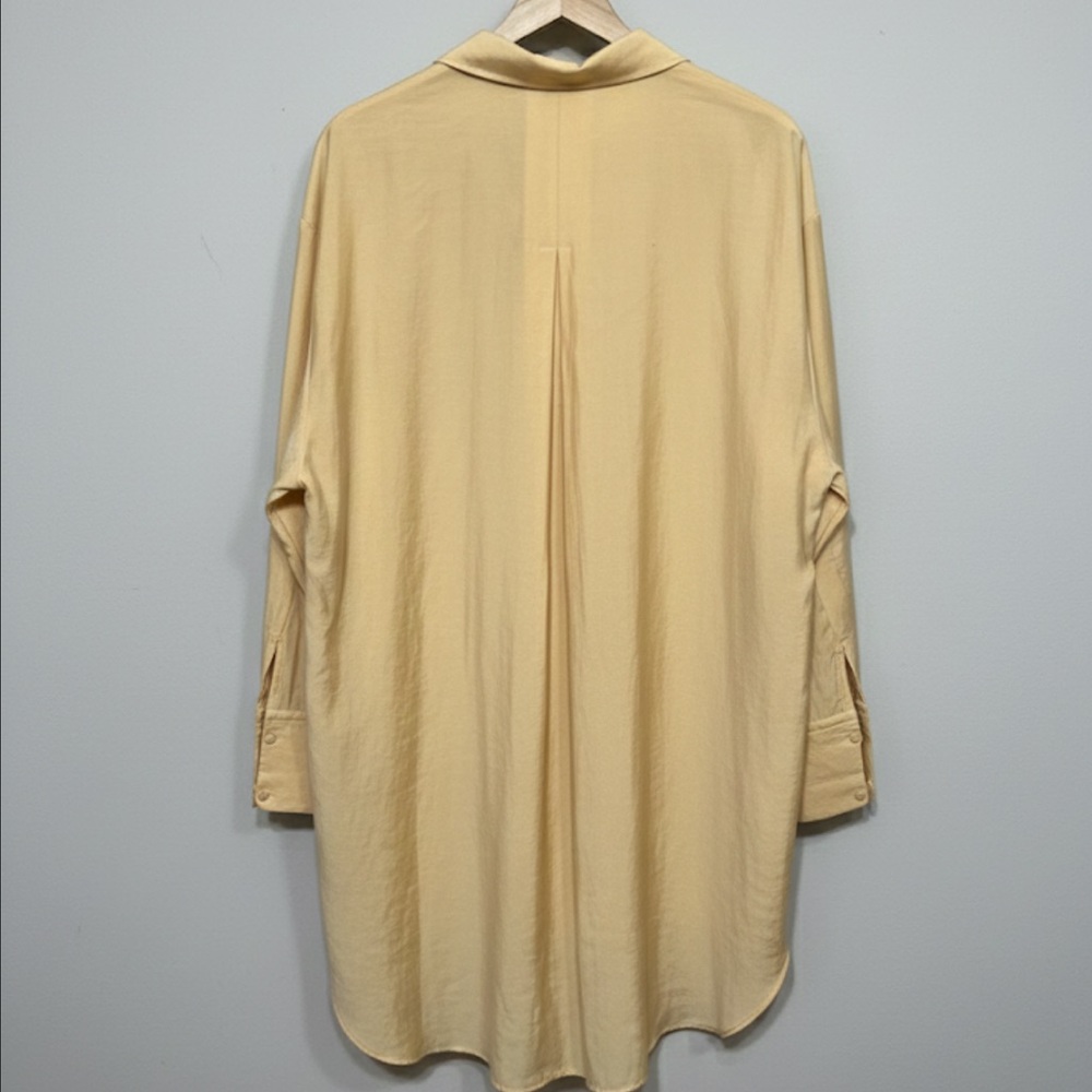 ZARA Women’s Oversized Button Front Lyocell Shirt Tunic Yellow XXL Longline bb - Picture 3 of 8